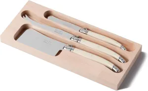 Laguiole Debutant Cheese Knife Set 3 pce, Stainless Steel/Ivory, AV-3PC-CHEESE-IF, Made in France