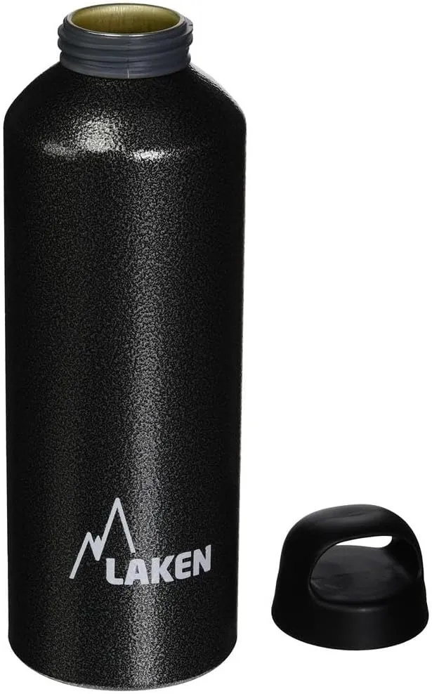 Laken Classic Aluminum Water Bottle, Wide Mouth with Screw Cap and Loop, BPA Free, Made in Spain, 34oz, Granite