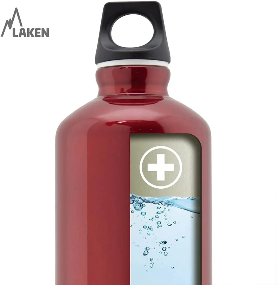 Laken Futura Aluminum Water Bottle - Narrow Mouth, Screw Cap with Loop - Leak-Proof, BPA Free, Made in Spain - 25oz, Plain
