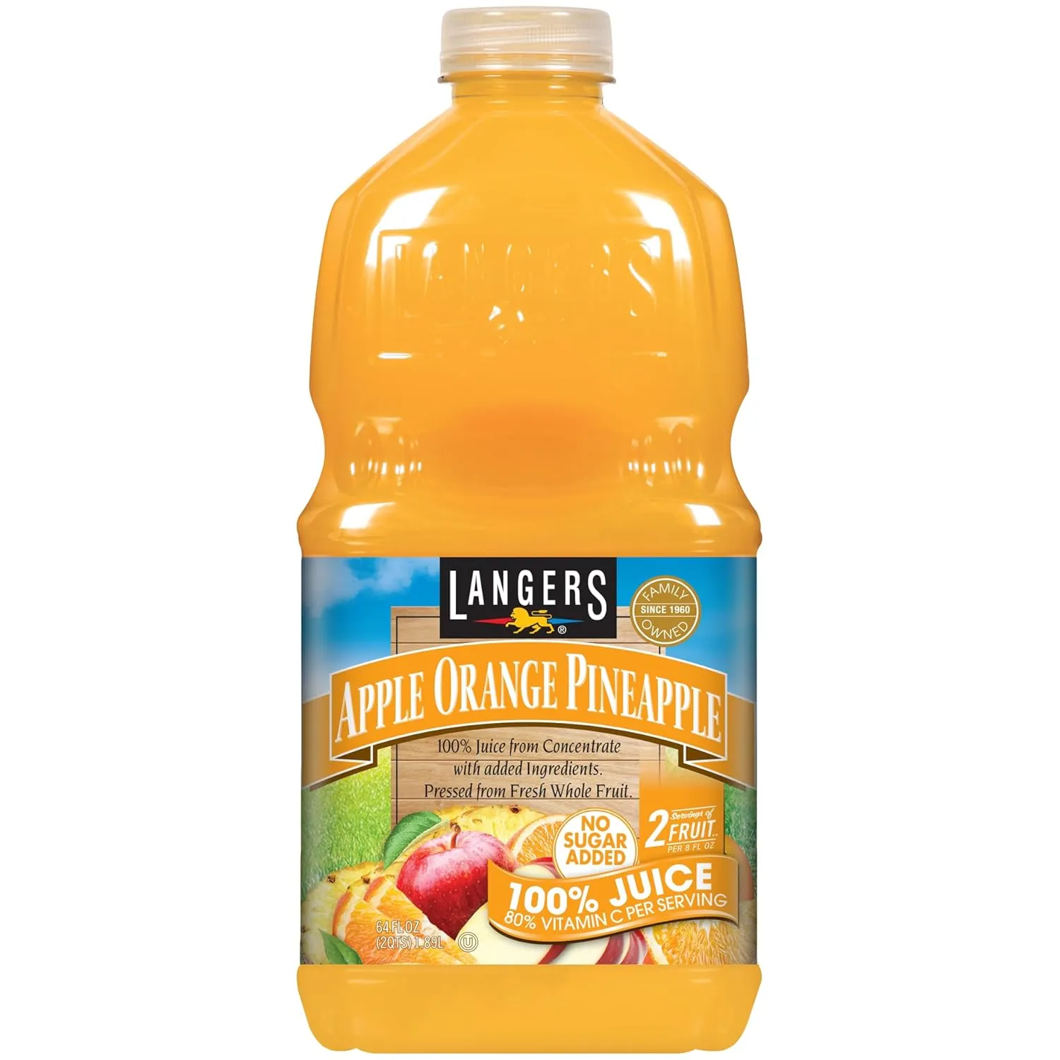 Langers 100% Apple Orange Pineapple Juice, 64 Fl Oz (Pack of 8)