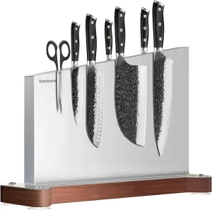 Large Stainless Steel Magnetic Knife Block magnetic knife holder Magnetic Knife Block Without Knives/Metallic Magnetic Knife Holder Stand/Powerful Magnetism Storage Organizer for Kitchen Knife