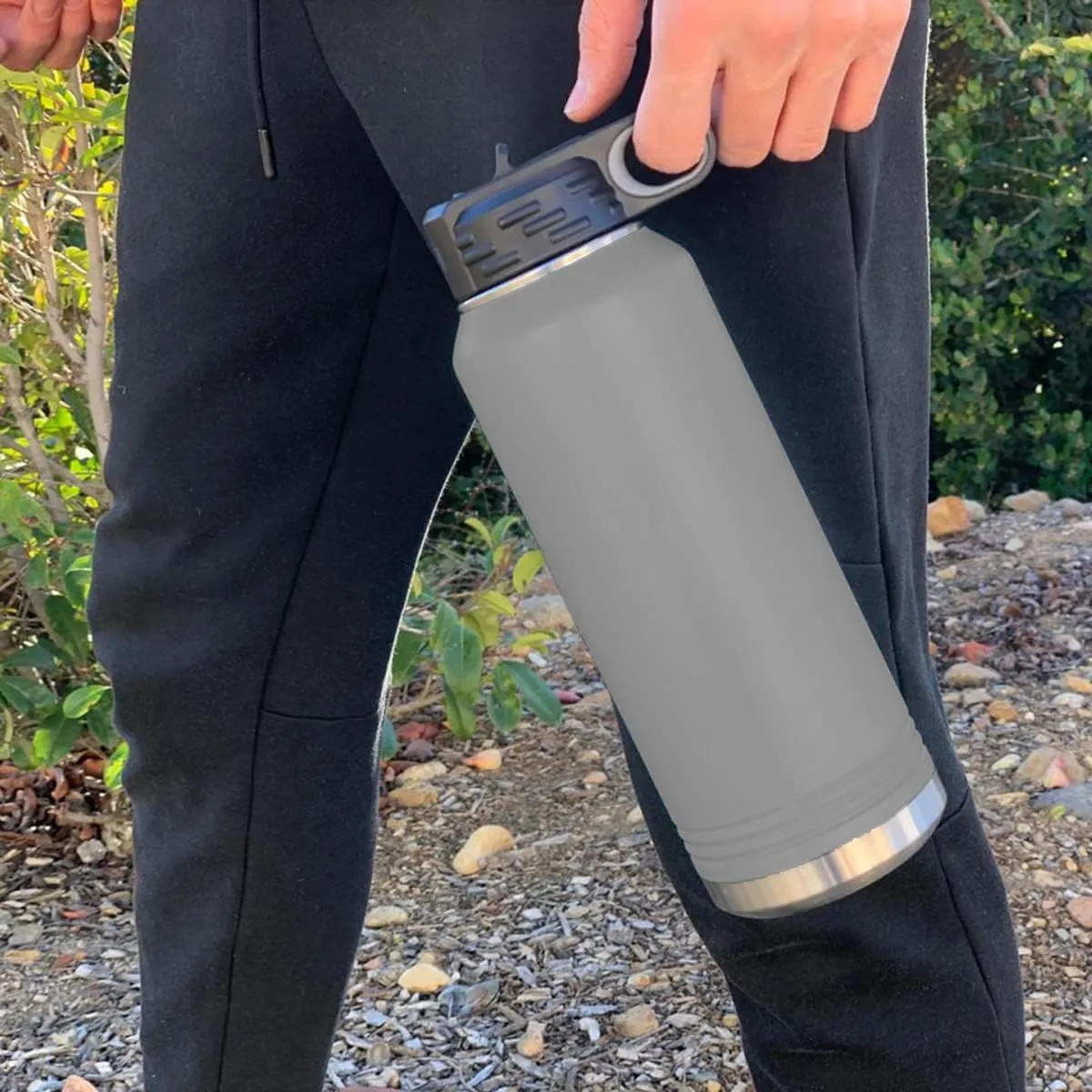 LaserGram Personalized Water Bottle, Grad Cap Class of 2023, 2024, 2025, 2026, 2027, Stainless Steel Double Wall Vacuum Insulated with Flip Top Straw, Custom Engraved Gift (40oz / 1180ml Gray)
