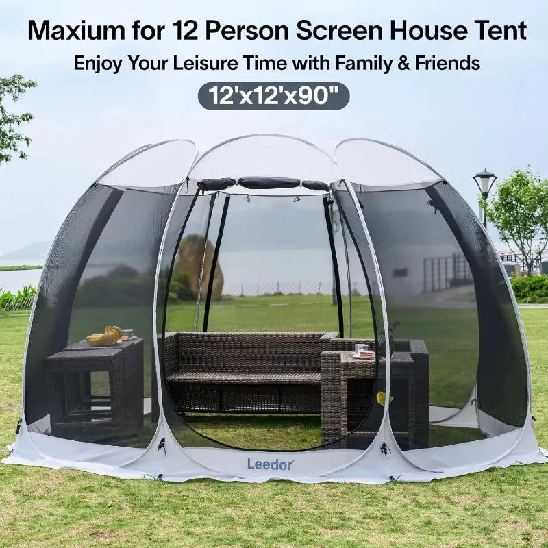 Leedor Screen House Tent for 6-10 Person, Instant Setup Mesh Net Outdoor Gazebo Sun Shade Dome Tent Pop Up Canopy