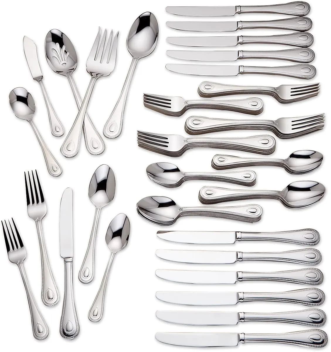 Lenox 829739 French Perle Flatware Set, 11.30 LB, 65-Piece