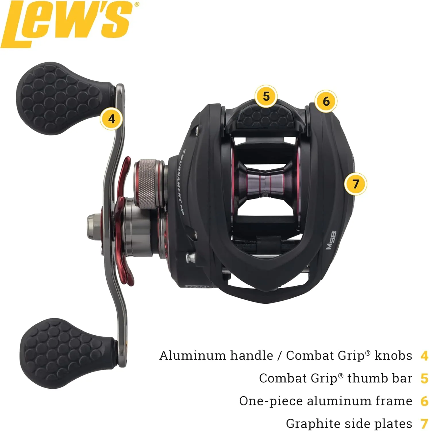 Lew's Tournament MP Speed Spool LFS Baitcast Fishing Reel, Aluminum Frame, Premium 10 Stainless Steel Ball Bearings