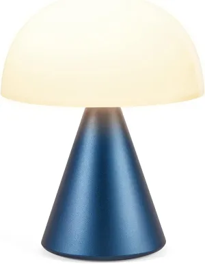 Lexon Mina L Mushroom Lamp - 9 LED Color Table Lamp for Bedrooms, Living Room & Office - Cordless, Rechargeable with 24h Light & Dimmer, Aluminum, Large - Dark Blue