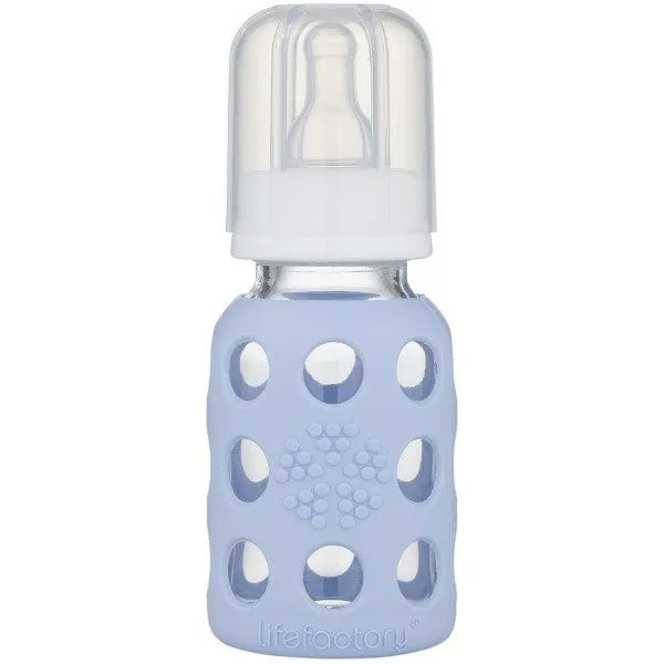 Lifefactory Glass Baby Bottle 120ml - Blanket Blue