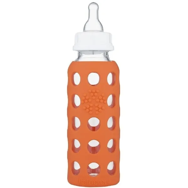 Lifefactory Glass Baby Bottle 265ml - Papaya Orange