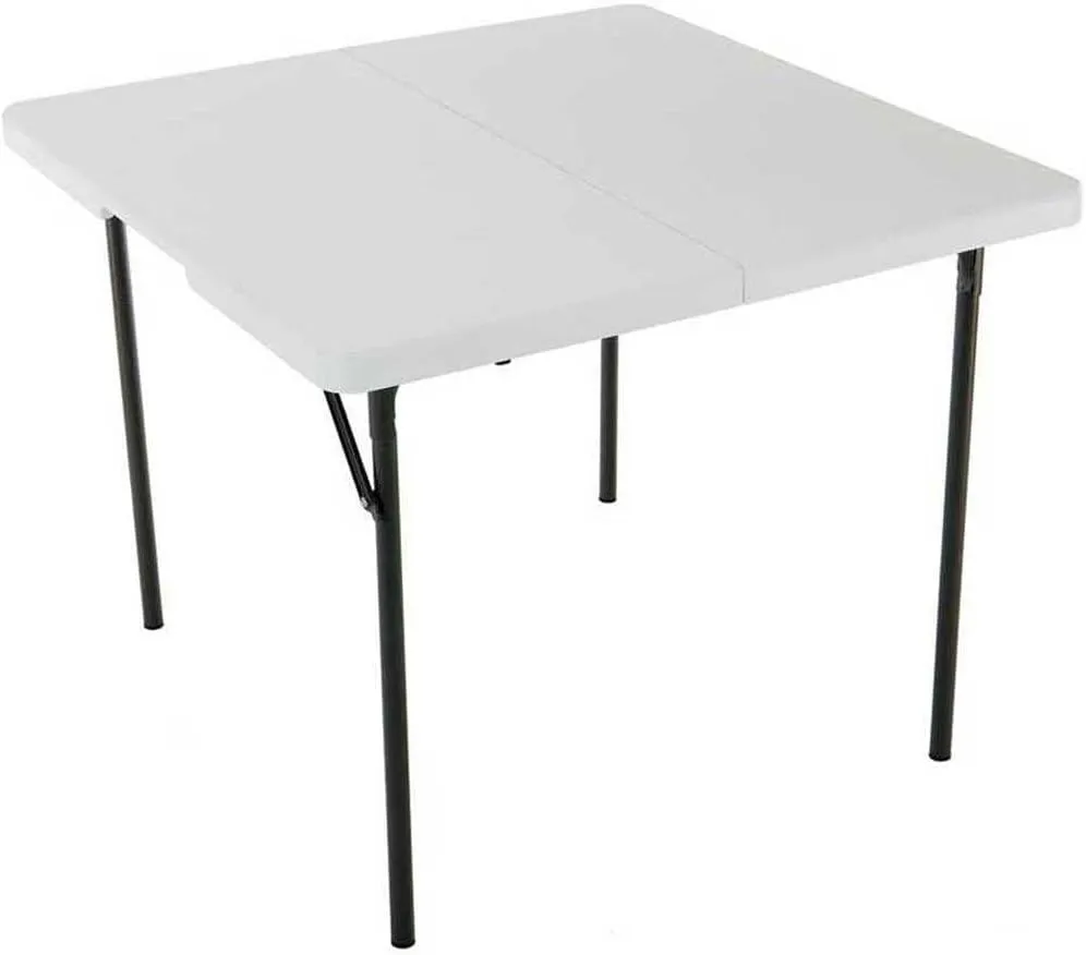 Lifetime 280228 37-Inch Square Fold-in-Half Table, White Granite Top with Gray Frame