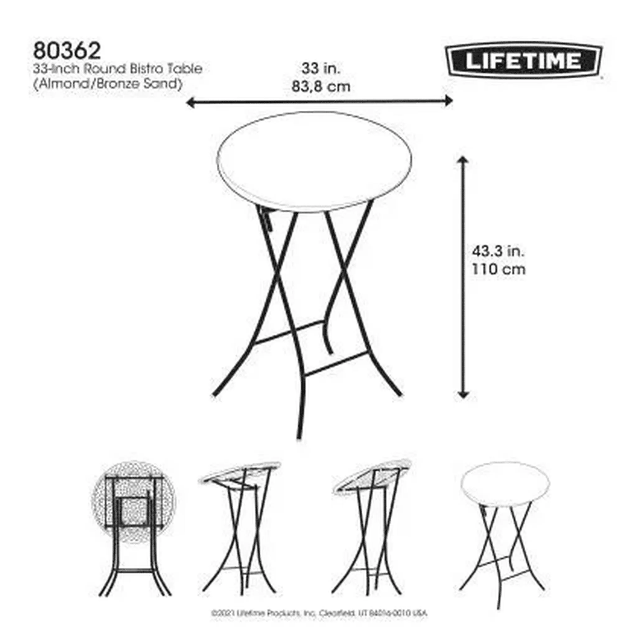 Lifetime 33" Round Bistro Table