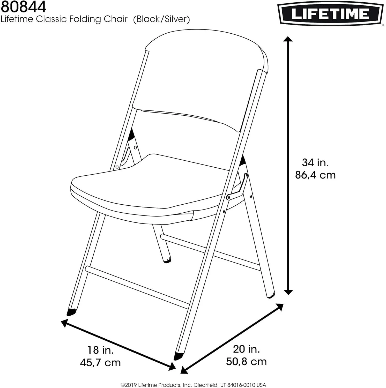 Lifetime 80844 Commercial Grade Folding Chairs, 6 Pack, Black