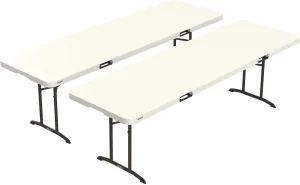 Lifetime 80882 Commercial Fold in Half Table, 8 Feet, 2 Pack, Almond