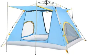 Lightweight Instant Pop Up Tent for 3 to 4 Person Automatic Opening Hydraulic Double Layer Portable Automatic Tent Family Camping Tent with Porch (Color3) (Color3)