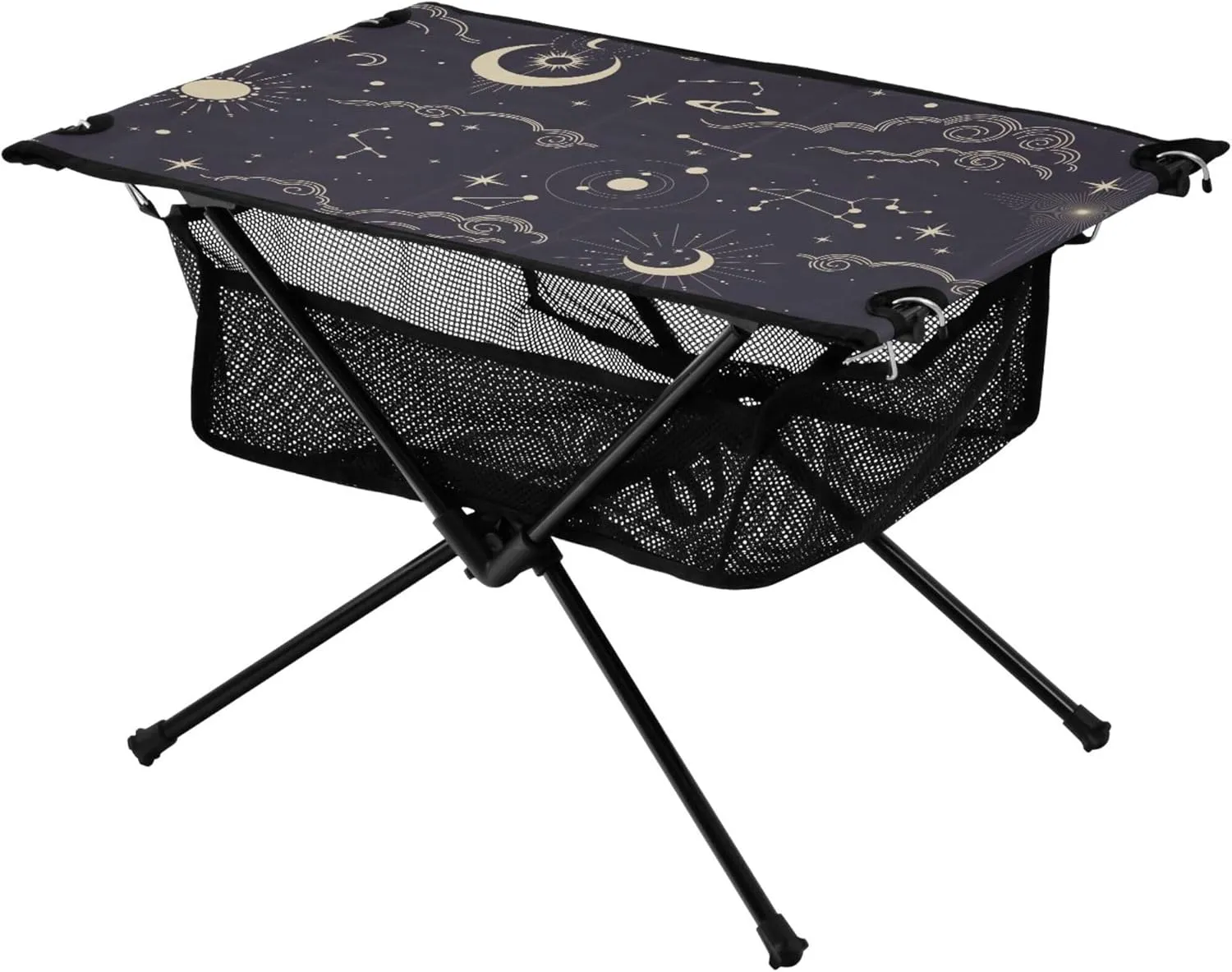 linqin Beach Foldable Table Sun Moon Clouds Stars Collapse Beach Drink Table with Storage Bag for Outdoor Beach Grill BBQ Travel