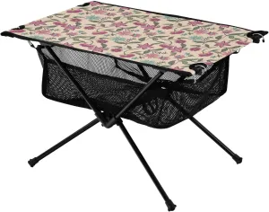 linqin Tray Table Bohemian Oxford Folding Beach Table with Carry Bag for Outdoor Beach Grill BBQ Travel