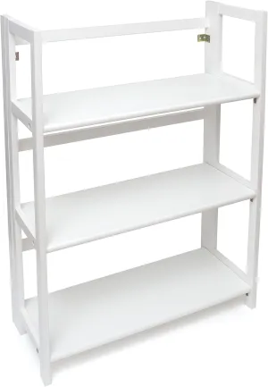 Lipper International 3-Shelf Folding Bookcase, 27.25" W x 11.5" D x 38" H, White Finish