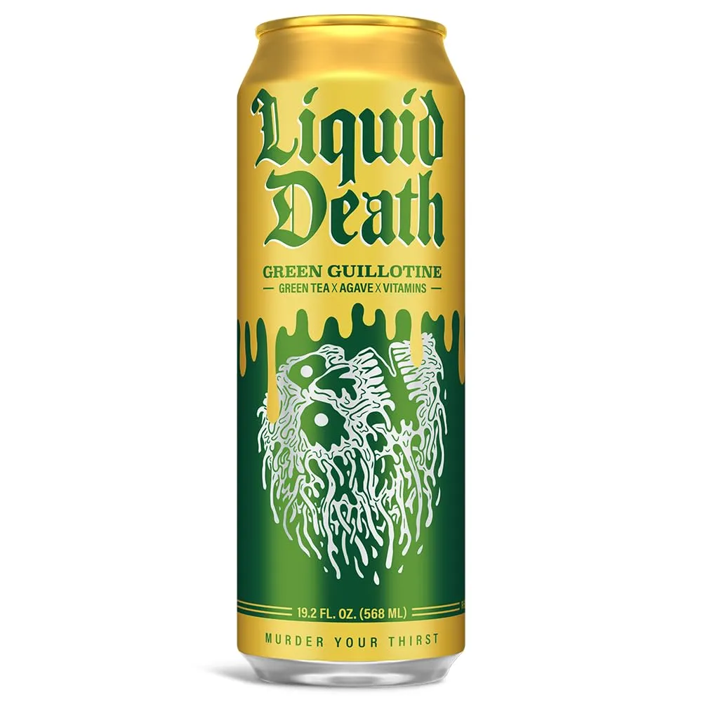 Liquid Death, Green Guillotine Iced Tea, 8-Pack (19.2oz Cans), Green Tea, Low Calorie, No Artificial Sweeteners, B12 & B6 Vitamins