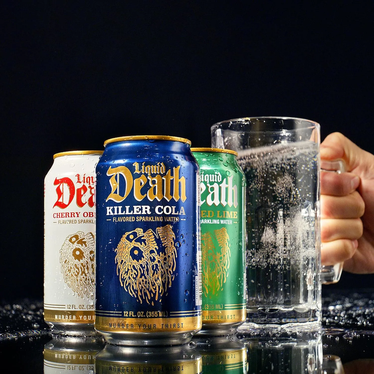 Liquid Death, Severed Lime, Doctor Death, Killer Cola, and Rootbeer Wrath, Soda-Flavored Sparkling Water Variety Pack, 12-Pack (12oz Cans), Low Calorie & No Artificial Sweeteners