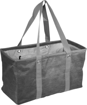 Logo Brands Plain Charcoal Crosshatch Picnic Caddy – Multipurpose Oversized Tote with Reinforced Handles, and Interior Pocket