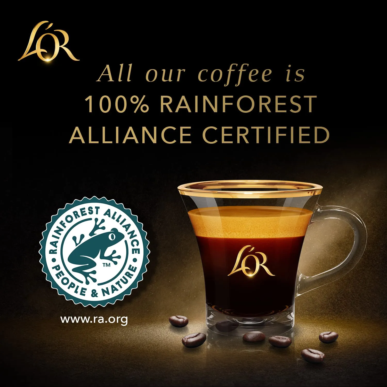 L'OR DECAF Espresso Capsules, 50 Count DECAF Ristretto, Single-Serve Aluminum Coffee Capsules Compatible with the L'OR BARISTA System & *Nespresso Original Machines