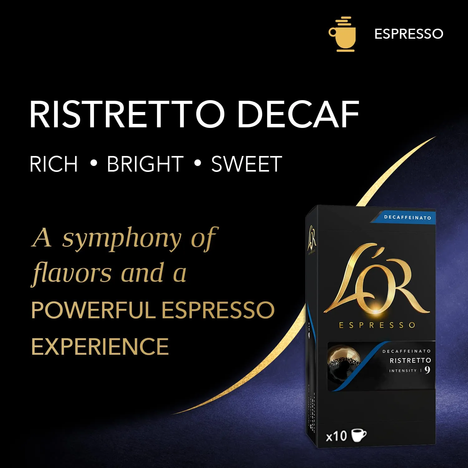 L'OR DECAF Espresso Capsules, 50 Count DECAF Ristretto, Single-Serve Aluminum Coffee Capsules Compatible with the L'OR BARISTA System & *Nespresso Original Machines