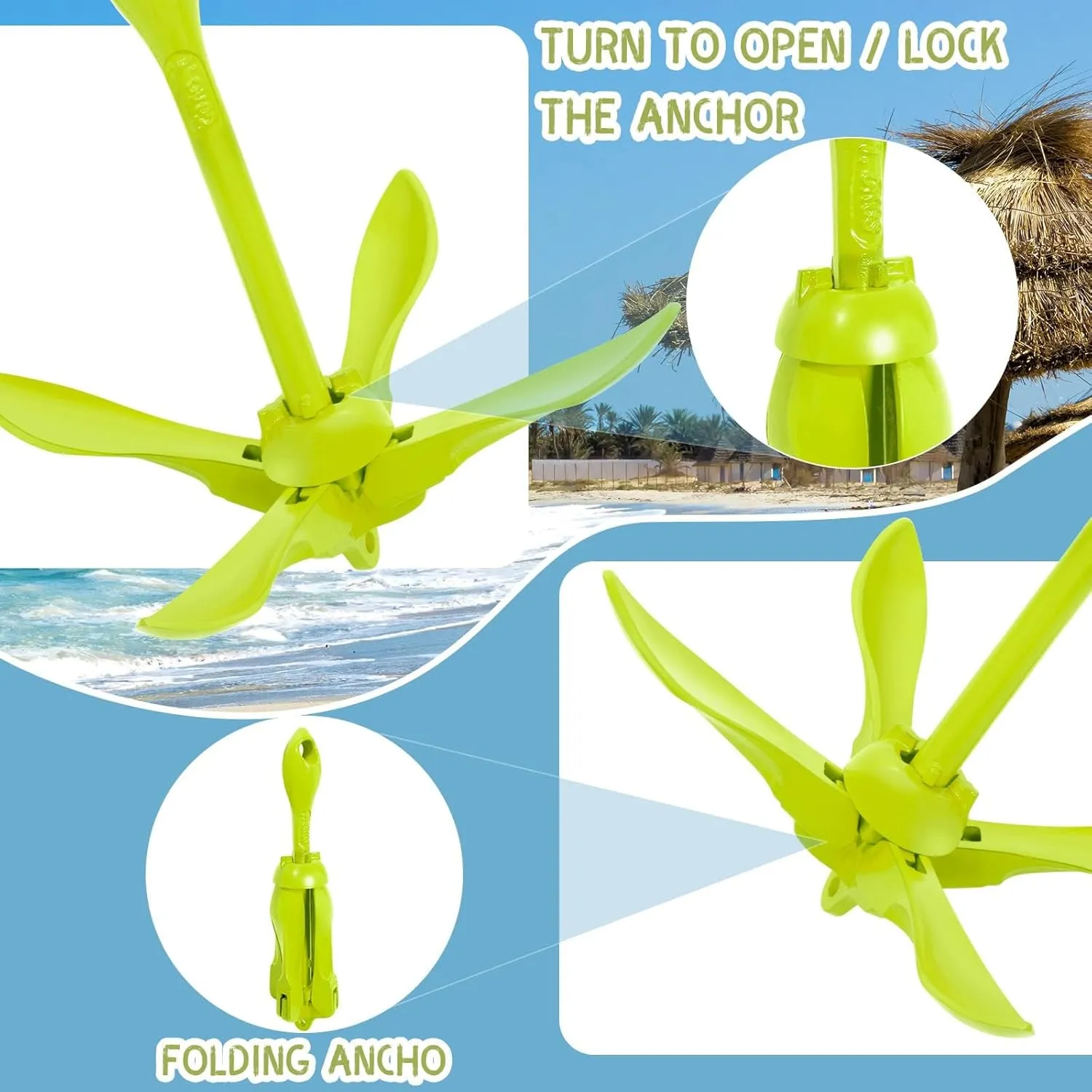 Lounsweer 2 Pack Marine Kayak Anchor Kit Grapnel Anchor Kit Folding Grapnel Anchor Boat Anchor with Foldable Claw Kayak Fishing Accessories for Small Boats Kayak Canoes Motorboat Paddle