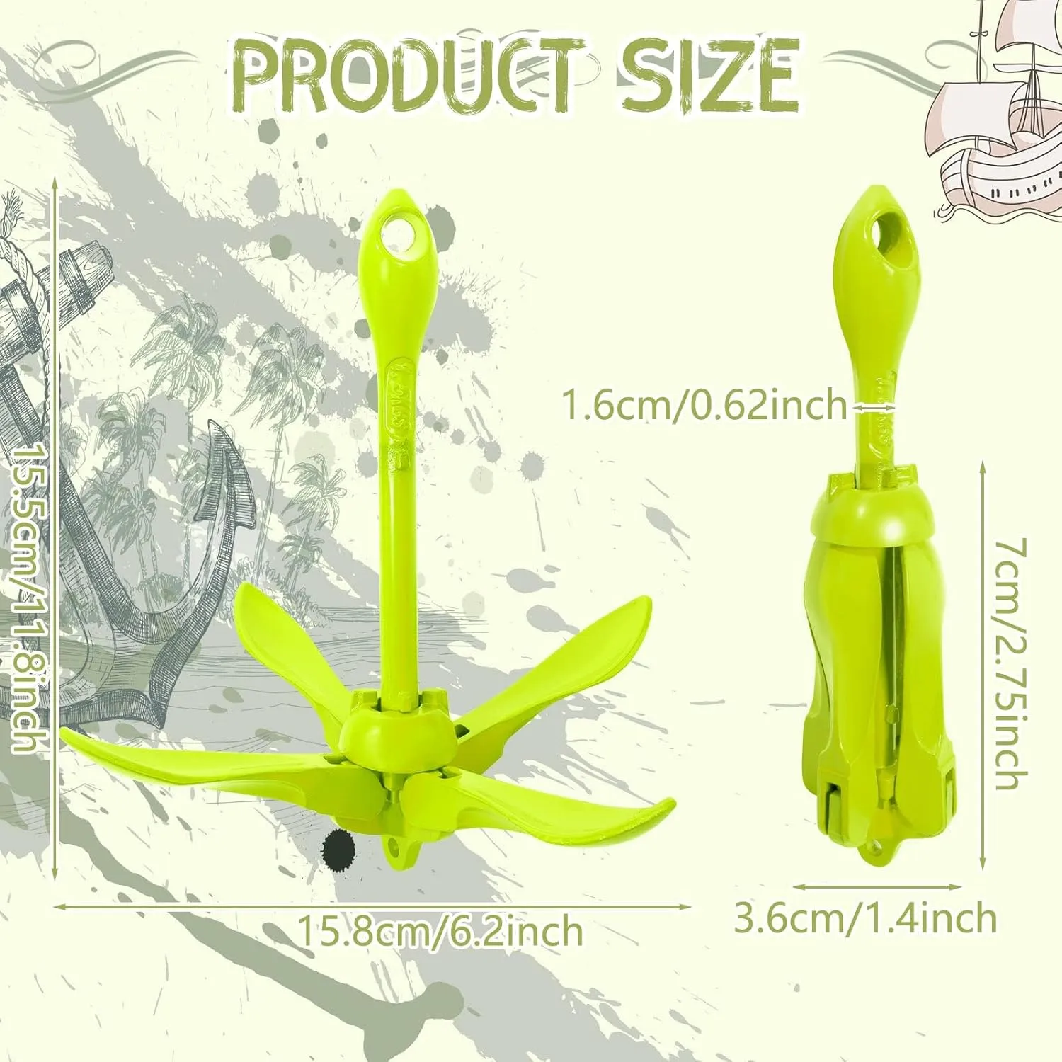 Lounsweer 2 Pack Marine Kayak Anchor Kit Grapnel Anchor Kit Folding Grapnel Anchor Boat Anchor with Foldable Claw Kayak Fishing Accessories for Small Boats Kayak Canoes Motorboat Paddle