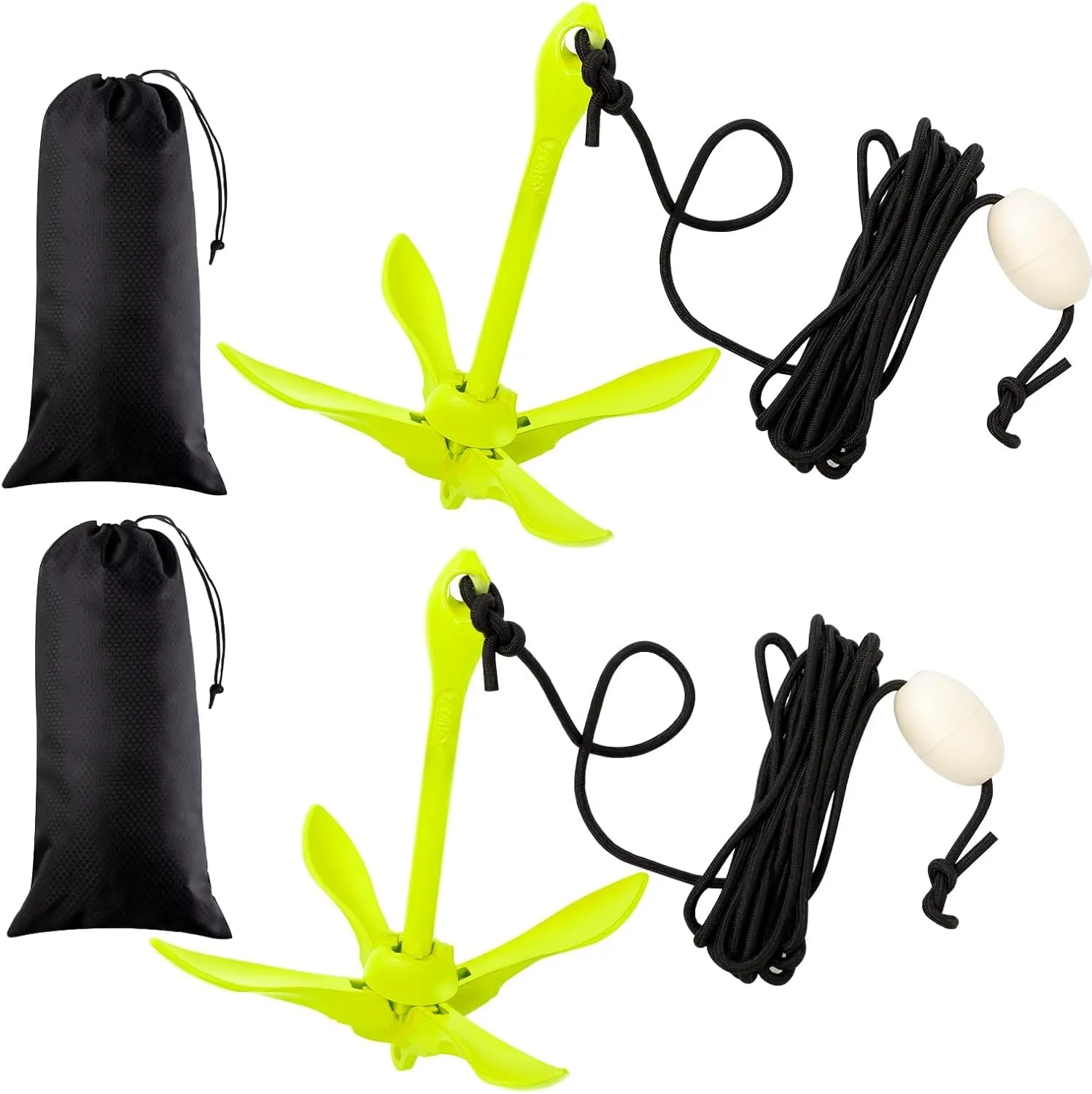 Lounsweer 2 Pack Marine Kayak Anchor Kit Grapnel Anchor Kit Folding Grapnel Anchor Boat Anchor with Foldable Claw Kayak Fishing Accessories for Small Boats Kayak Canoes Motorboat Paddle
