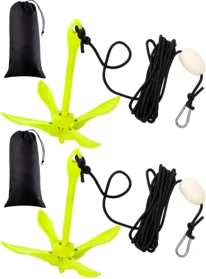Lounsweer 2 Pack Marine Kayak Anchor Kit Grapnel Anchor Kit Folding Grapnel Anchor Boat Anchor with Foldable Claw Kayak Fishing Accessories for Small Boats Kayak Canoes Motorboat Paddle