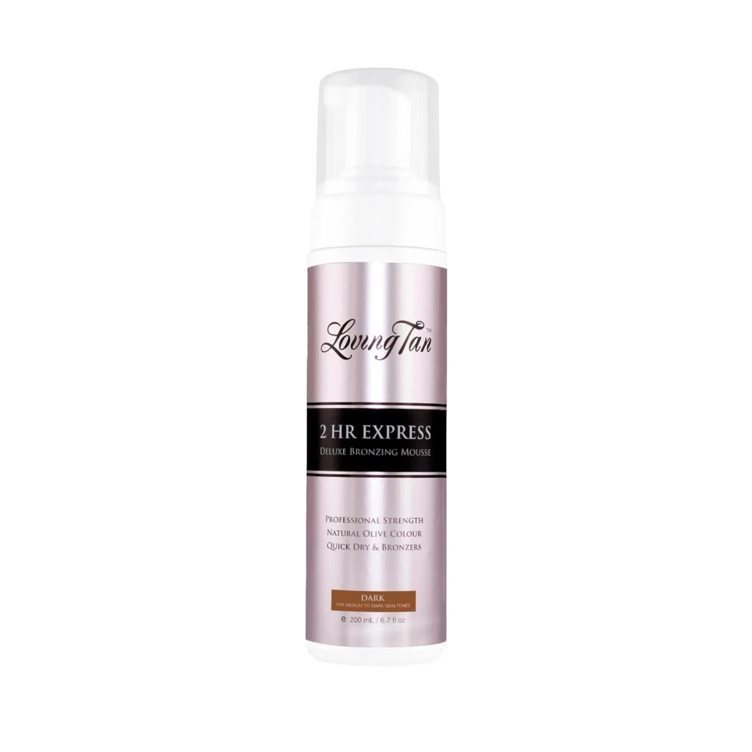 Loving Tan 2 HR Express Self Tanning Mousse, Dark - Streak Free, Natural, Professional Quality - 5  Sunless Self Tanner Applications per Bottle, Cruelty Free, Naturally Derived DHA - 6.7 FL Oz