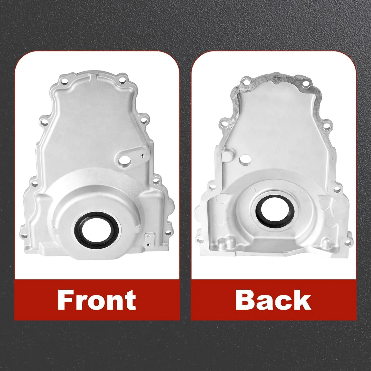 LS Front Timing Cover with w/Crank Gasket and Bolts Set Compatible with LS2 LS3 Gen 4 LSx 4.8L 5.3L 6.0L 6.2L, Cast Aluminum, 12633906, 12600326