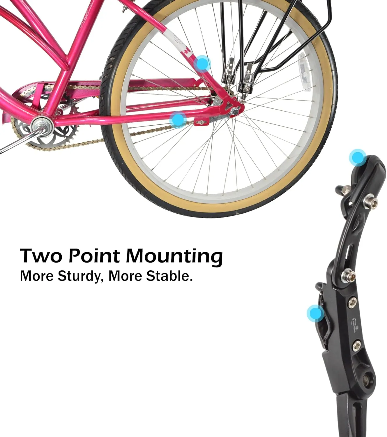 Lumintrail Center Mount Bike Kickstand - Fits 24-29 Inch Bicycles - Adult Mountain, Cruiser and Road Bike Kickstand - Quick Adjust Height