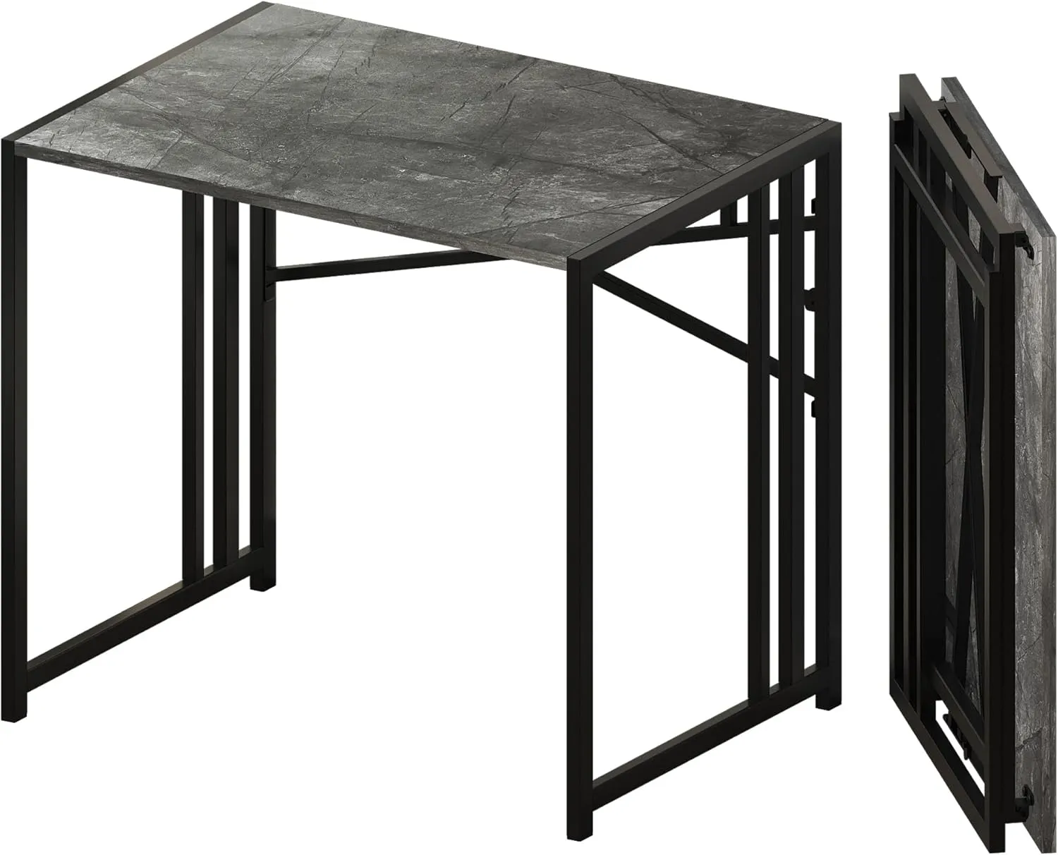 Lutown Teen Folding Computer Desk - 32 inch, Writing & Gaming, Small Space Office Desk, No Assembly Required, Grey