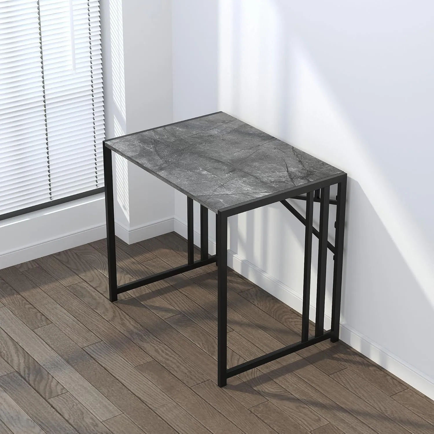 Lutown Teen Folding Computer Desk - 32 inch, Writing & Gaming, Small Space Office Desk, No Assembly Required, Grey