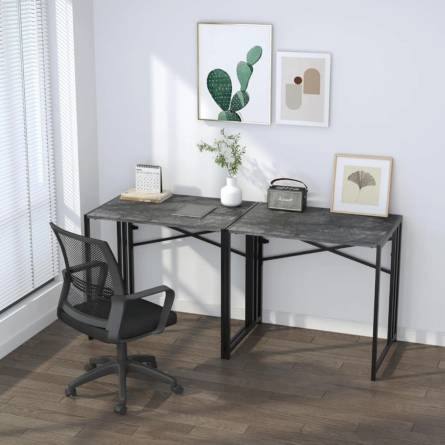 Lutown Teen Folding Computer Desk - 32 inch, Writing & Gaming, Small Space Office Desk, No Assembly Required, Grey