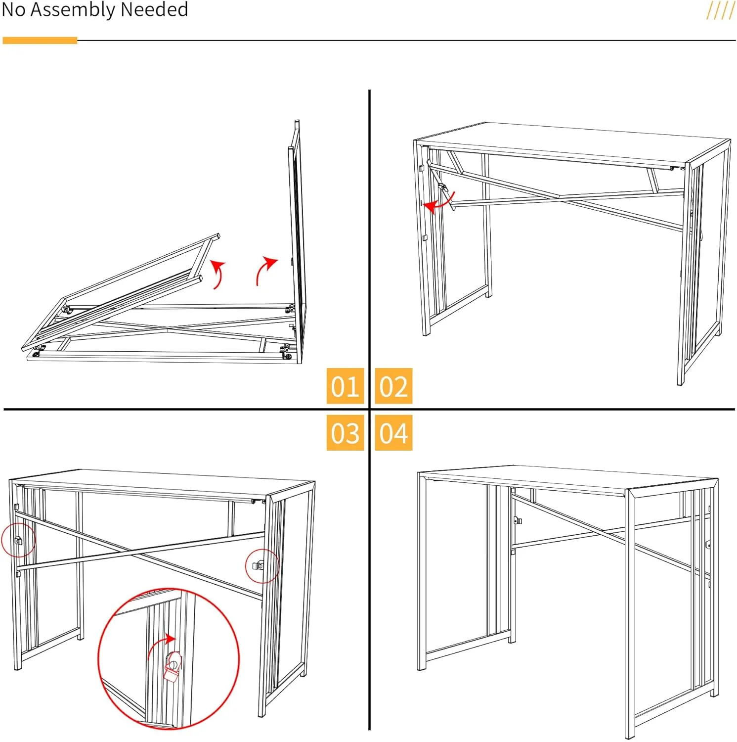 Lutown Teen Folding Computer Desk - 32 inch, Writing & Gaming, Small Space Office Desk, No Assembly Required, Grey