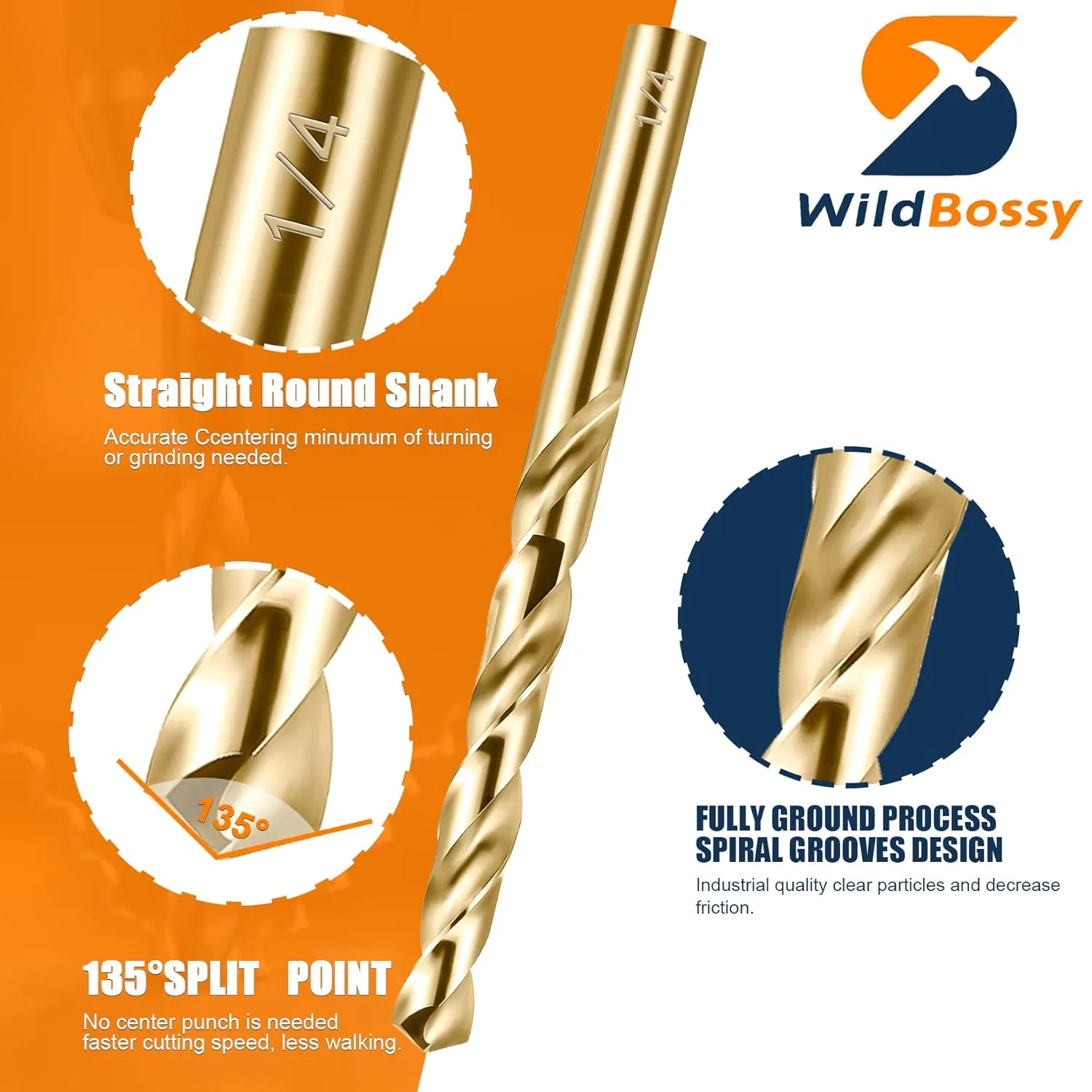 M35 5% Cobalt Drill Bits Set 115PCS (1/16"-1/2", A-Z, 1-60), Straight Shank Jobber Drill Bits, Metal HSS Twist Drill Bits for Stainless Steel Hard Metal and Cast Iron