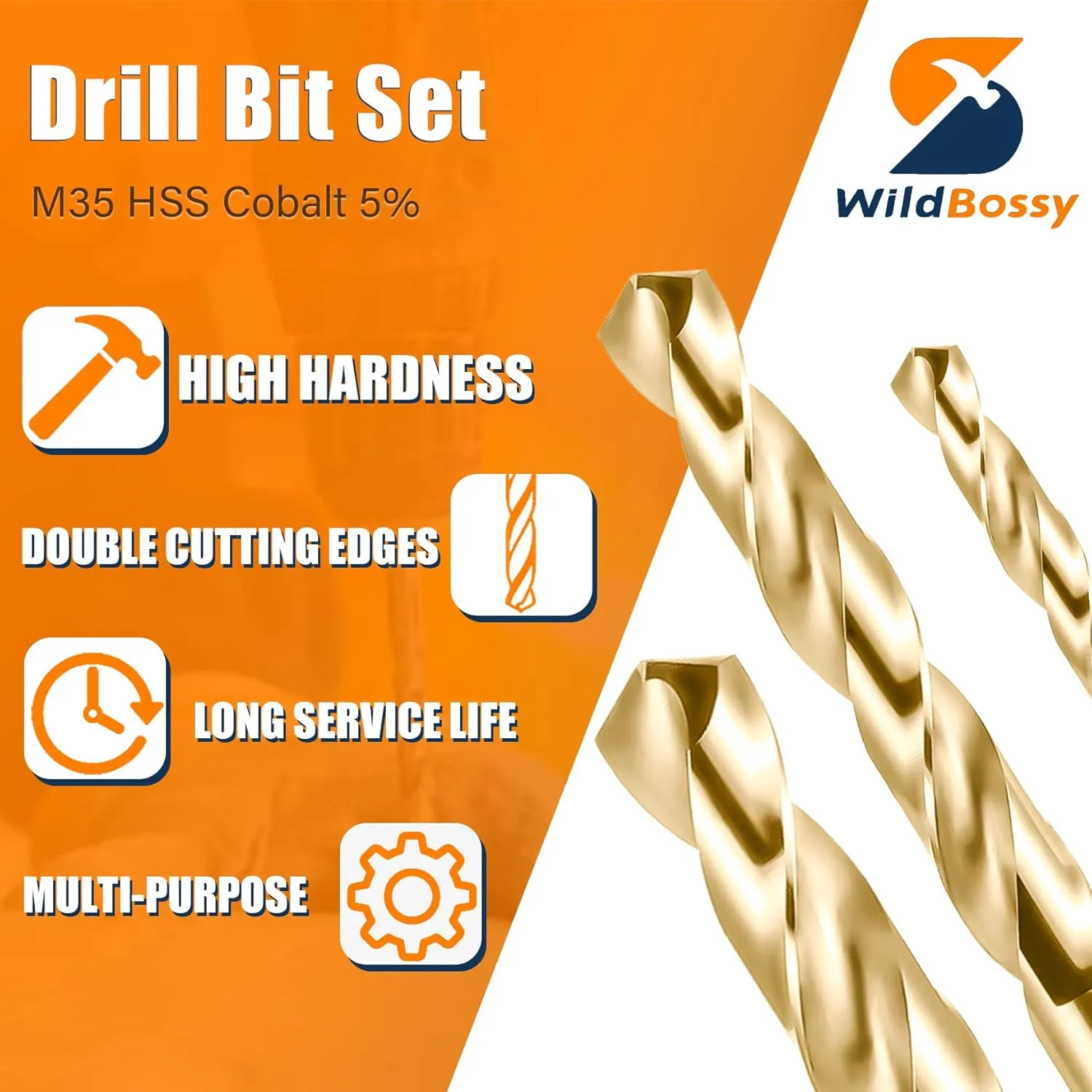 M35 5% Cobalt Drill Bits Set 115PCS (1/16"-1/2", A-Z, 1-60), Straight Shank Jobber Drill Bits, Metal HSS Twist Drill Bits for Stainless Steel Hard Metal and Cast Iron