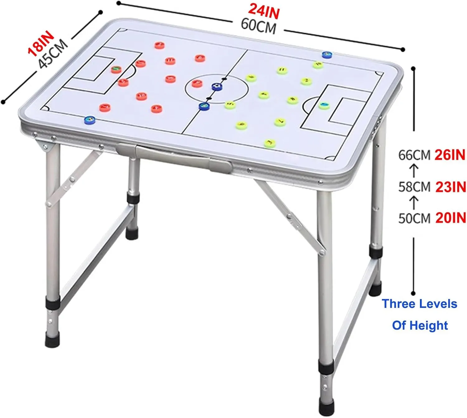 Magnetic Dry Erase Coach Board, Football Coaching Clipboard, Dry Erase Board for Coaches, Soccer Whiteboard, Foldable Table Legs, Aluminum Alloy Material, The Perfect Coach Gifts