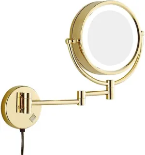 Makeup Mirror Vanity Mirror Bathroom Wall Mounted 10x Magnification LED Illuminated Double- Sided 360° Swivel Extendable Cosmetic Mirror