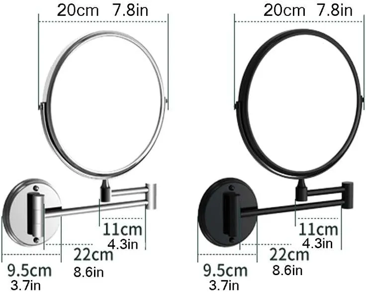 Makeup Mirror Wall-Mounted Makeup Mirror Retractable Folding Bathroom Wall-Mounted Mirror Makeup Magnifying Glass Without Punching Vanity Mirror(A)