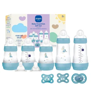 MAM Newborn Essentials Matte Feeding Set, Easy Start Anti-Colic Bottles 5oz, Self-Sterilizing, for 0-3 Months Pacifiers, Skinsoft Silicone Nipples, 10 Pieces for Boy