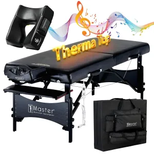Master Massage 30" Galaxy TT Massage Table Beauty Bed Package with Extra MusicMaster Ergonomic Dream Sound Face Cradle Cushion- Black Nano