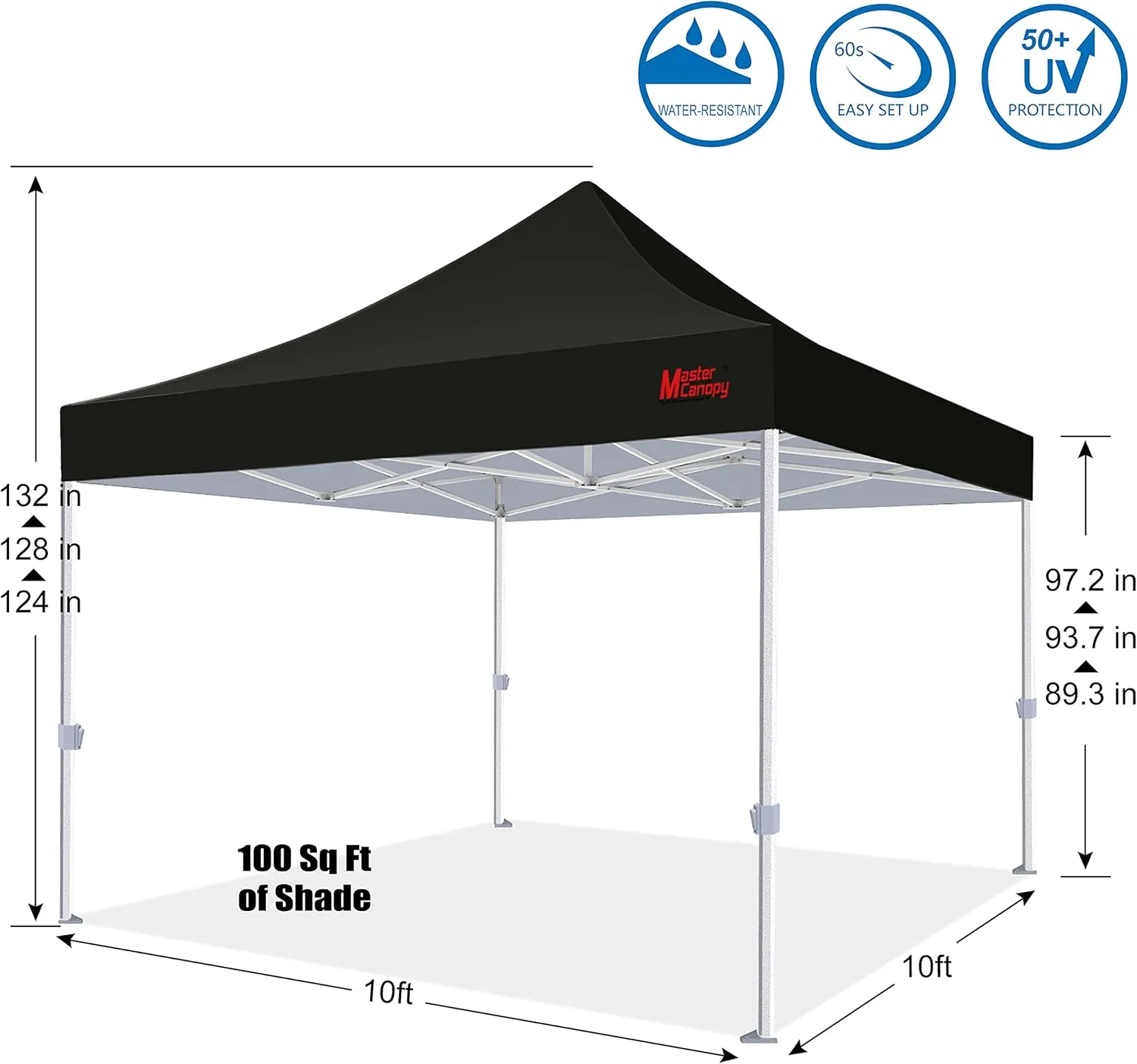 MASTERCANOPY Premium Heavy Duty Pop Up Commercial Instant Canopy Tent (10x10, Black)