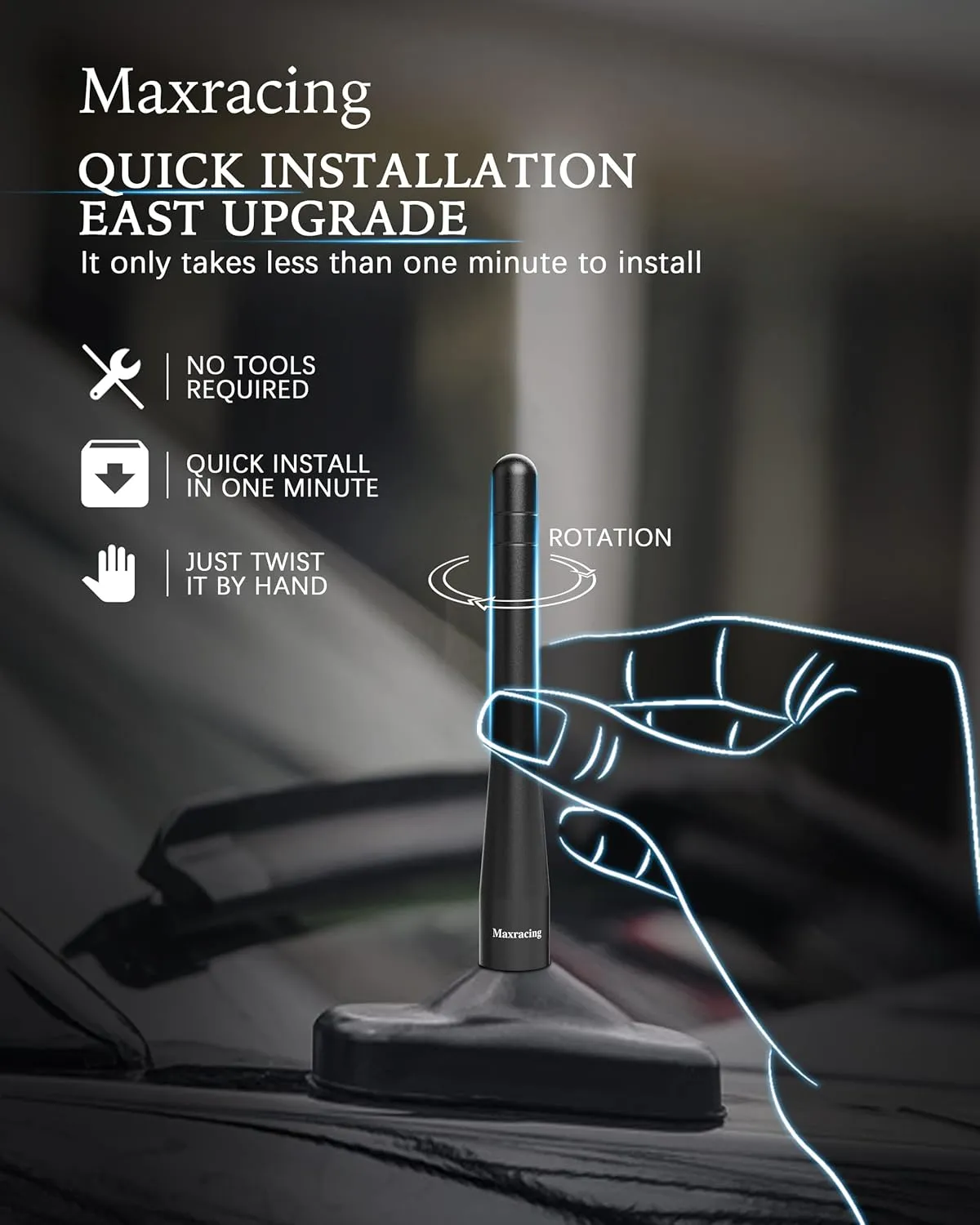 MAXRACING Short Truck Antenna Compatible with 2007-2017 Jeep Compass/Carwash Safe/Aluminum Replacement Antenna