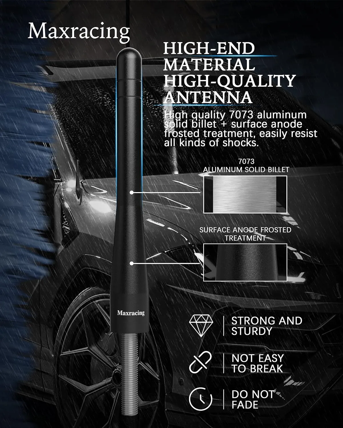 MAXRACING Short Truck Antenna Compatible with 2007-2017 Jeep Compass/Carwash Safe/Aluminum Replacement Antenna