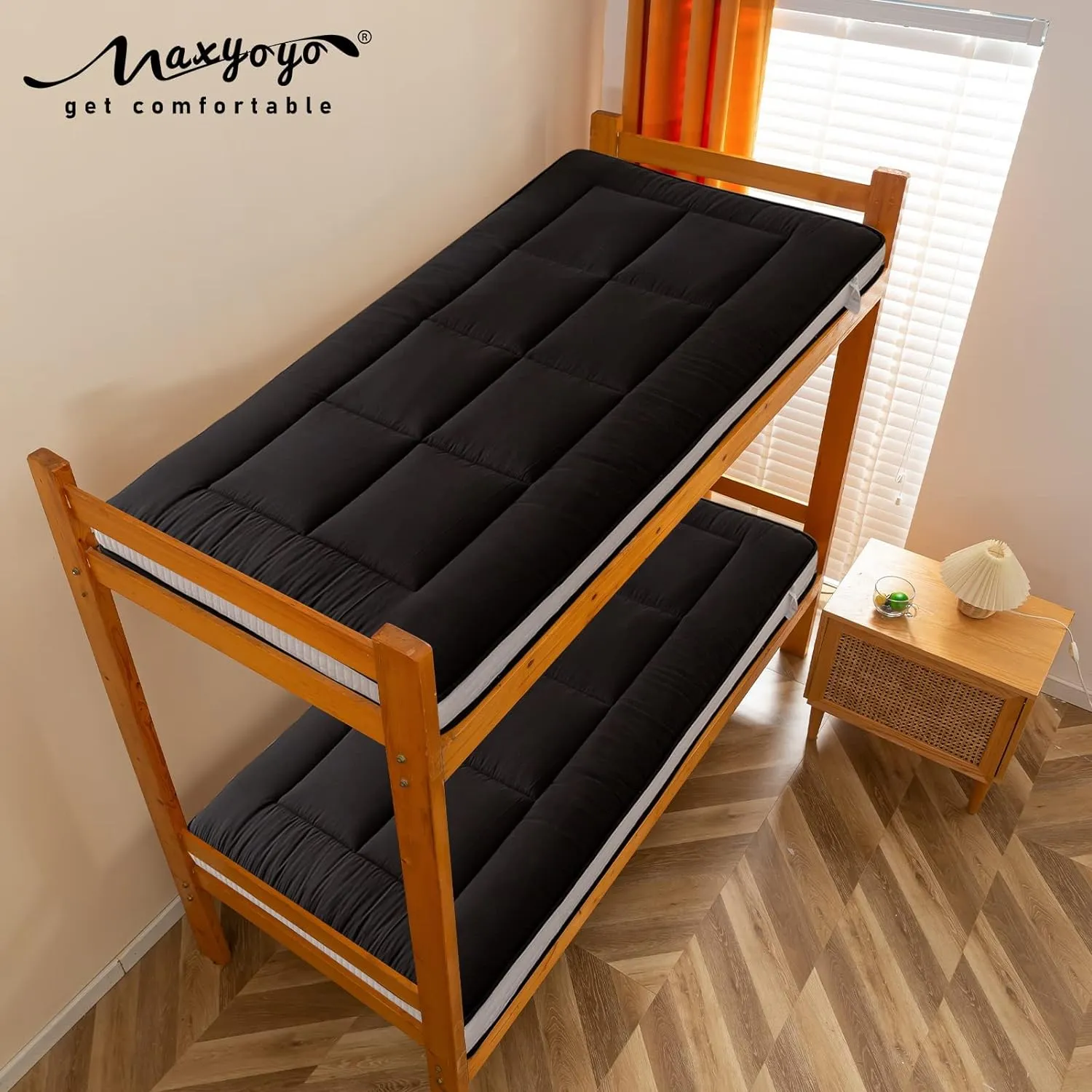 MAXYOYO Twin Bed Mattress Japanese Futon, Pad Camping Mattress Floor Bed Mattress Topper, Easy to Foldable and Portable, Black Futon Single Mattress