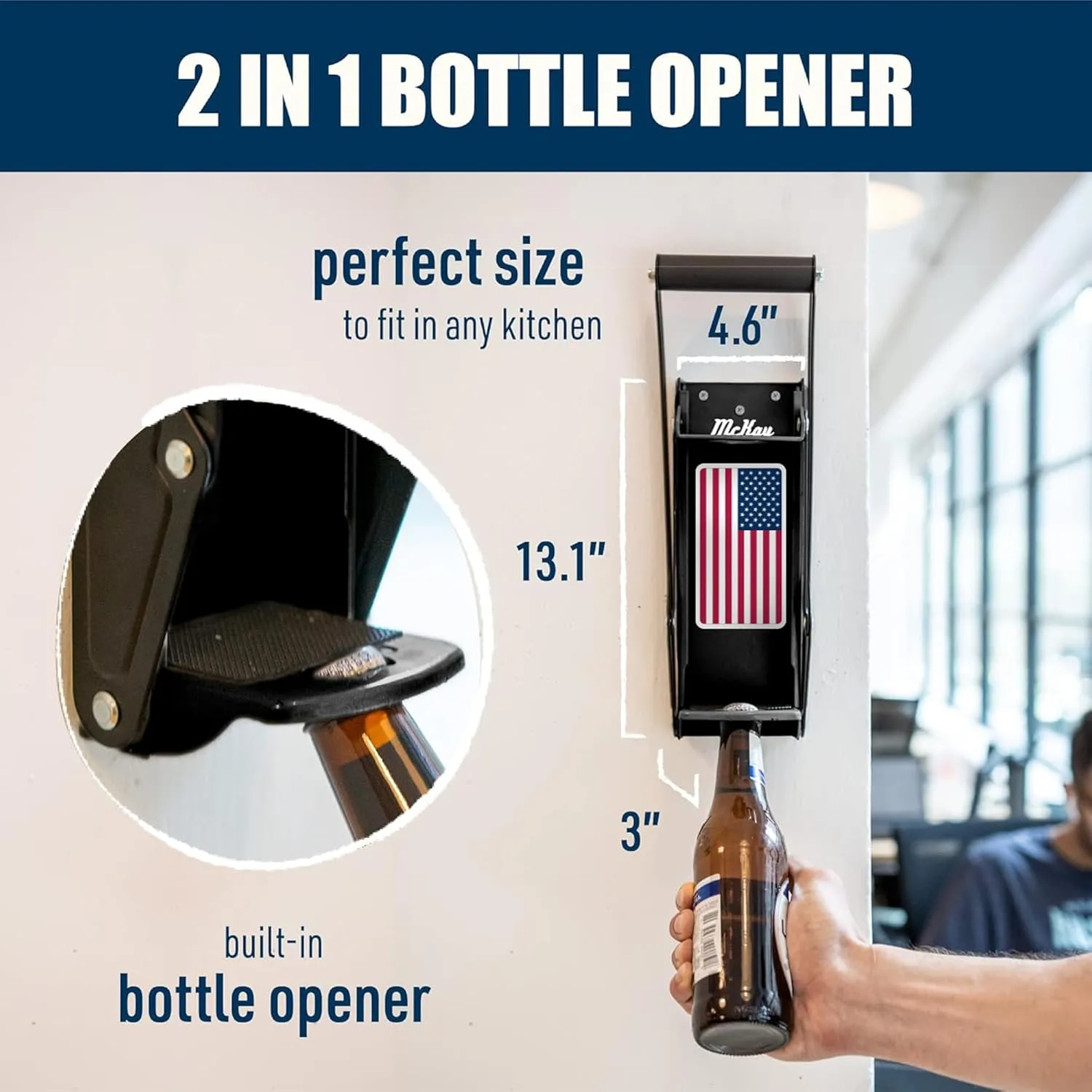 Mckay 16 Oz Metal Can Crusher US Flag, Can Crusher Wall Mounted, Can Crushers for Recycling Wall-Mounted Smasher for Aluminum Seltzer, Soda, Beer Cans and Bottles, Gadgets for Home - American Flag