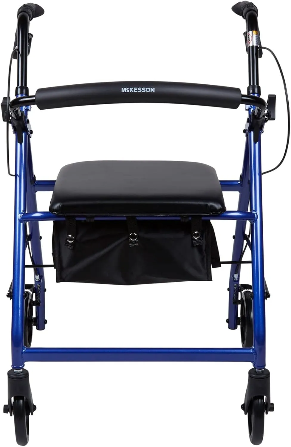 McKesson Rollator Walker with Seat and Wheels, Lightweight, Aluminum, 300 lbs Weight Capacity, Blue, 1 Count