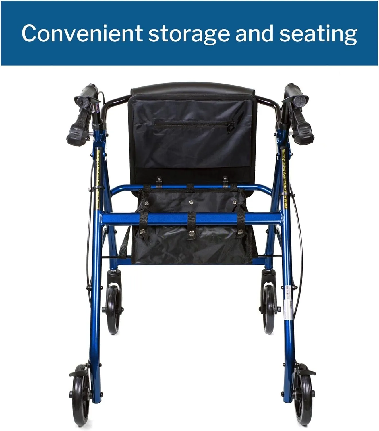 McKesson Rollator Walker with Seat and Wheels, Lightweight, Aluminum, 300 lbs Weight Capacity, Blue, 1 Count